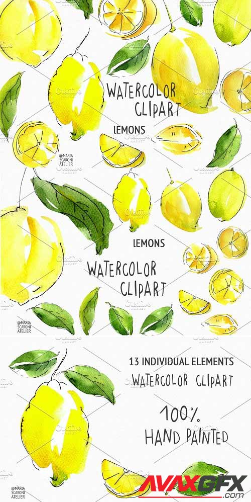 Watercolor Lemon Clipart - 5757805