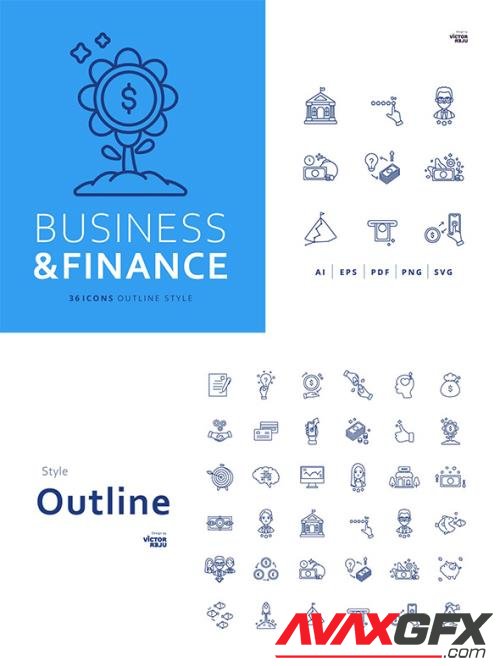 36 Business and Finance Icons Outline Style