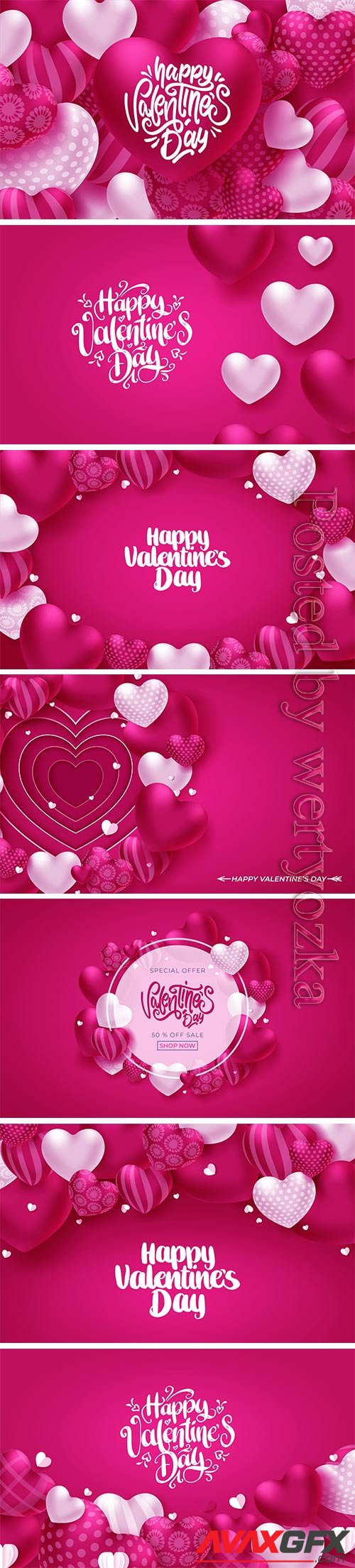 Colorful soft and smooth valentine greeting card with hearts