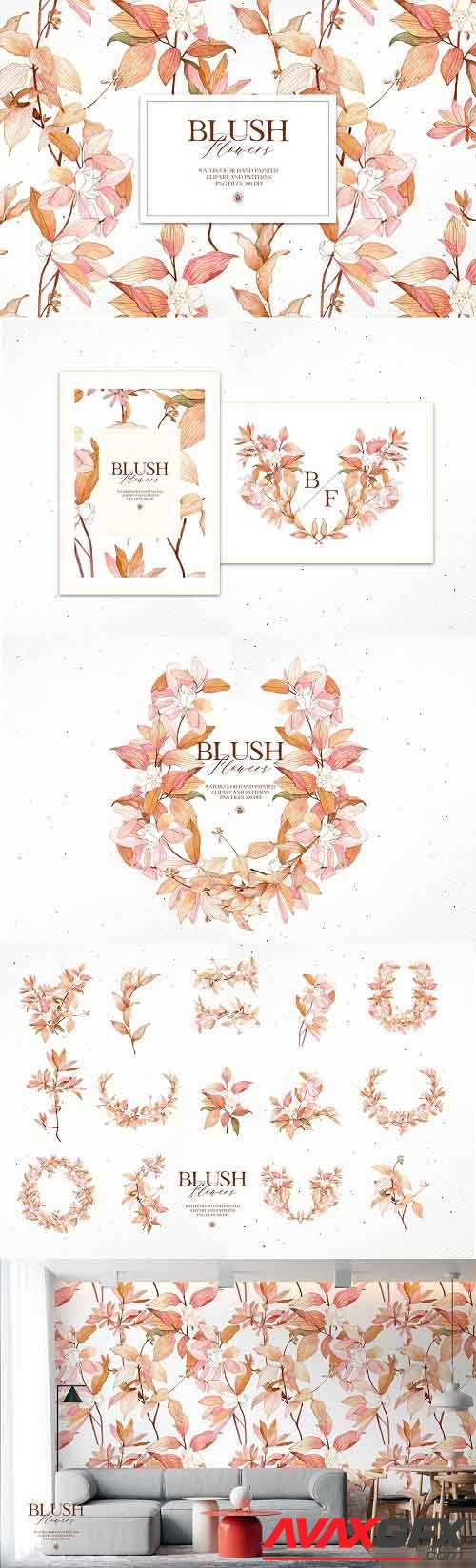 Blush Flowers - watercolor set - 5867753