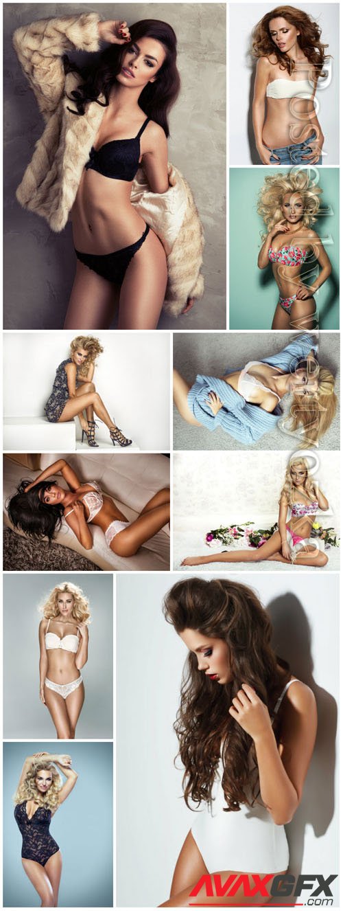 Beautiful women in different poses stock photo