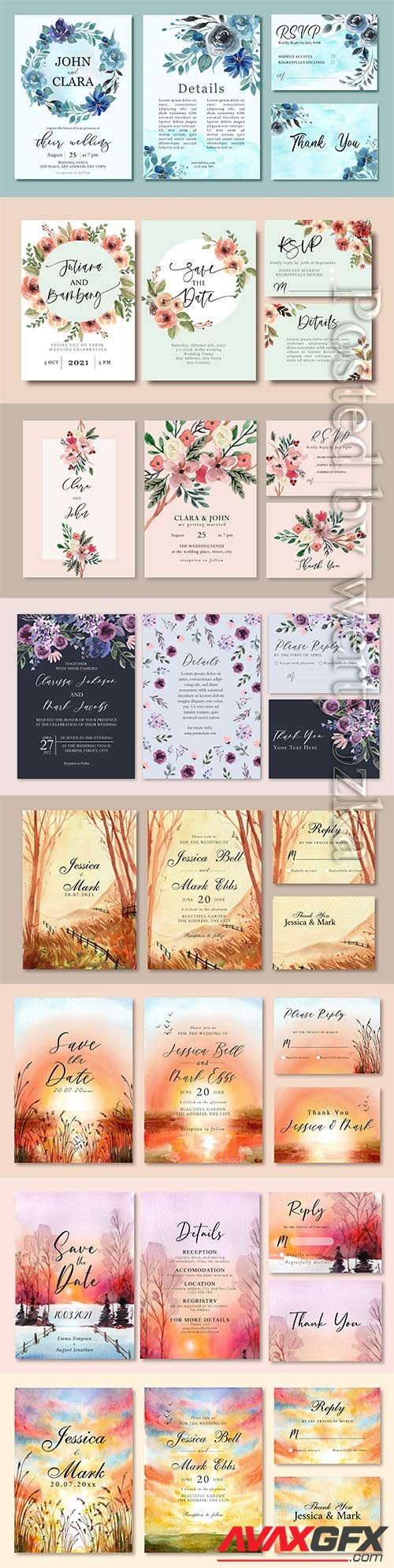 Wedding invitation card design with flower