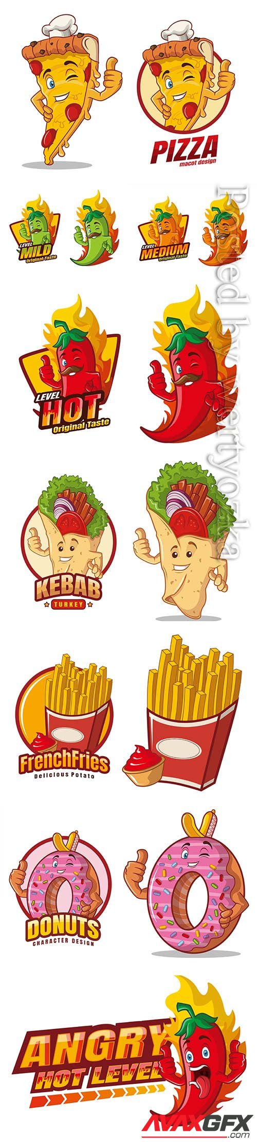 Food cartoon character mascot vector design
