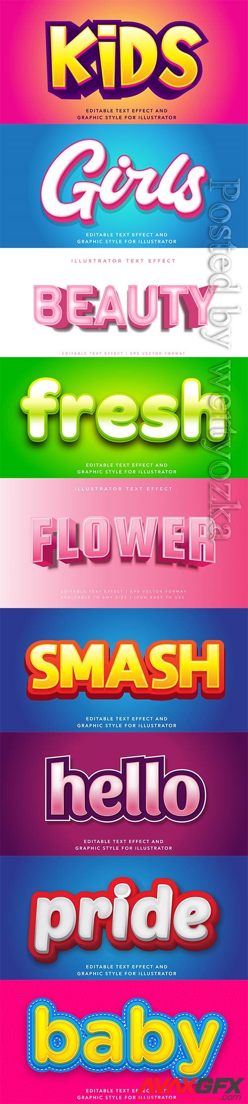 3d editable text style effect vector vol 277