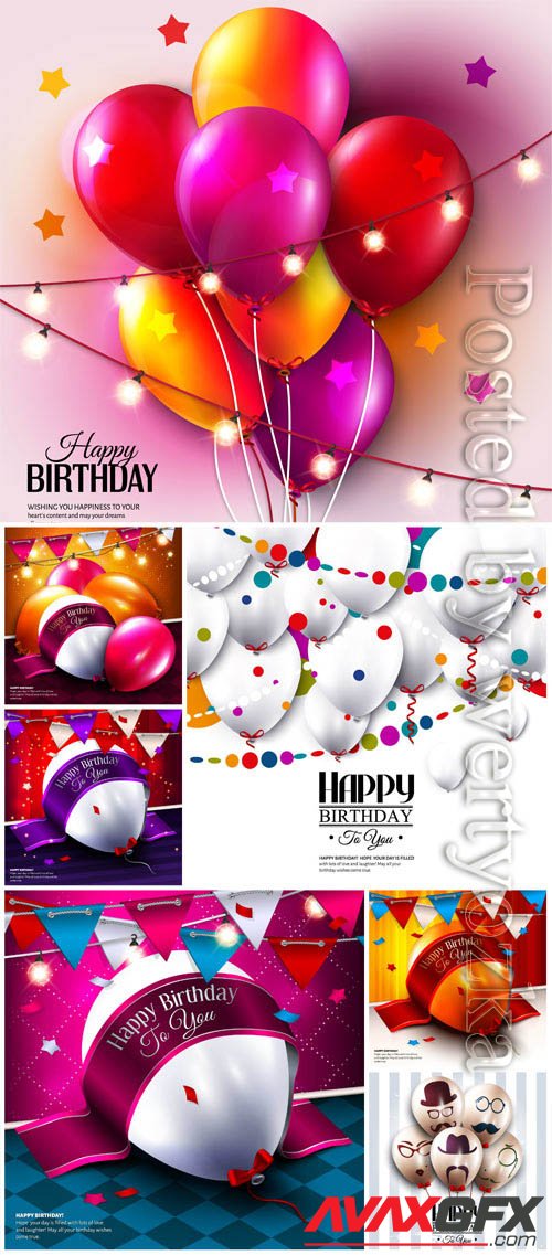 Happy birthday festive backgrounds in vector