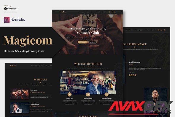 ThemeForest - Magicom v1.0.1 - Magician & Comedian Club Elementor Template Kit - 30374385