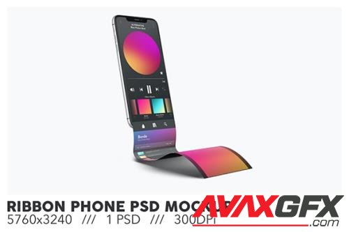 Ribbon Phone Screen PSD Mockup