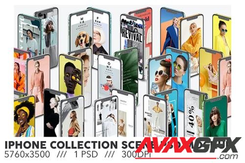 iPhone Collection Scene PSD Mockup