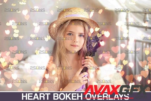 Valentine Bokeh Blowing heart Photoshop overlay v13
