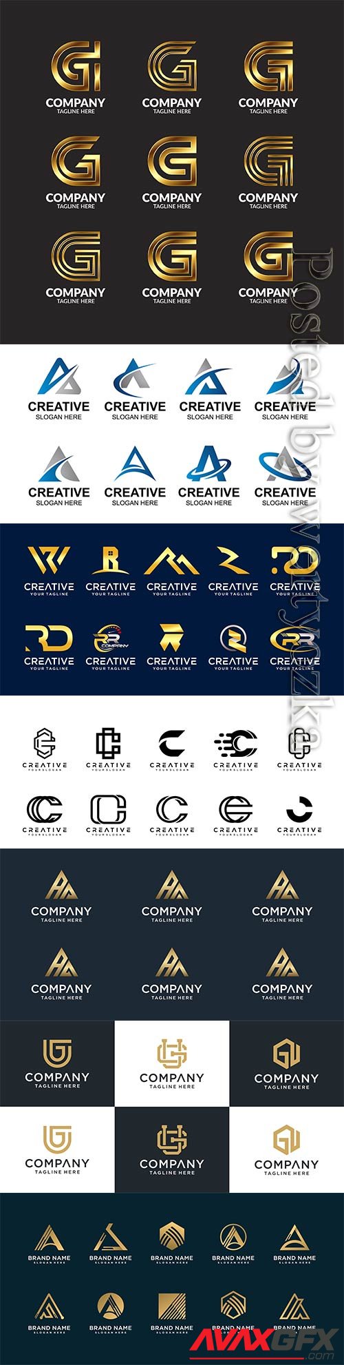 Set of creative abstract monogram letter vector logo template