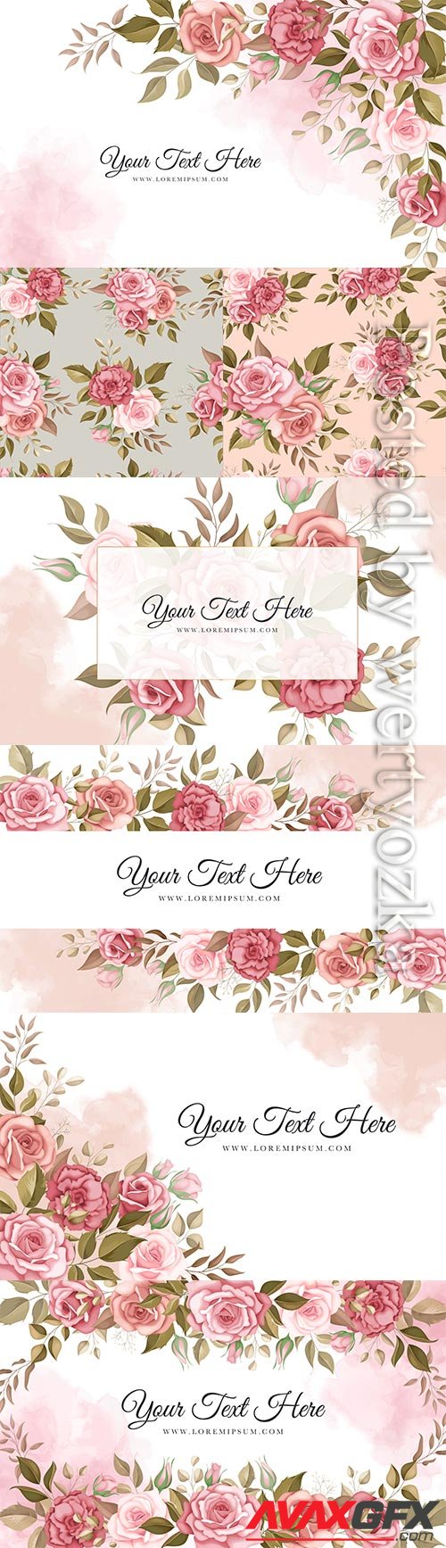 Elegant floral vector background with romantic roses