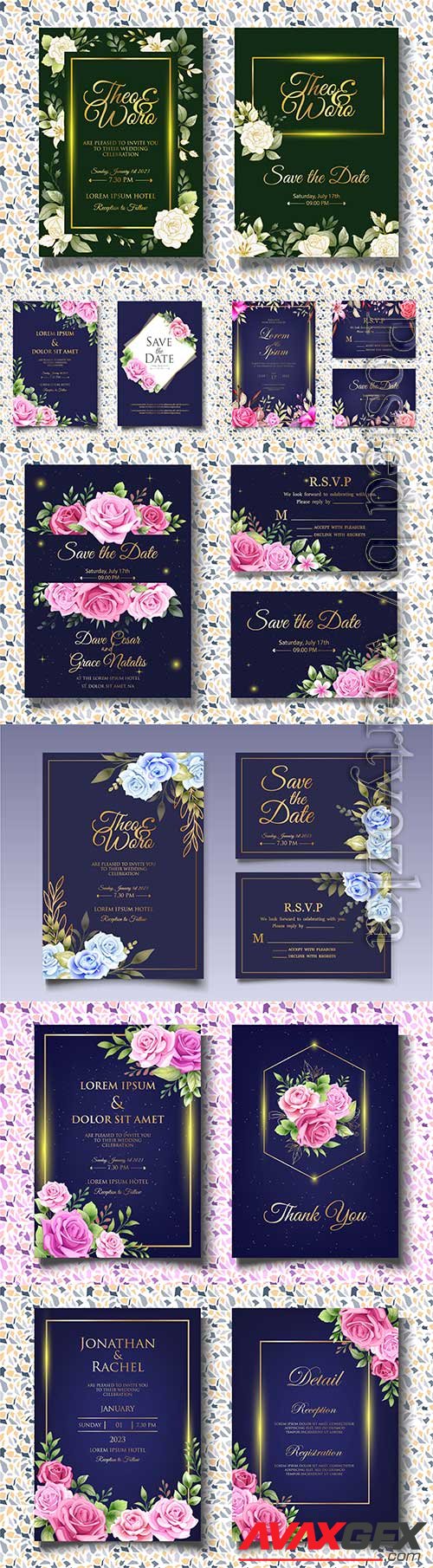 Beautiful invitation wedding with roses