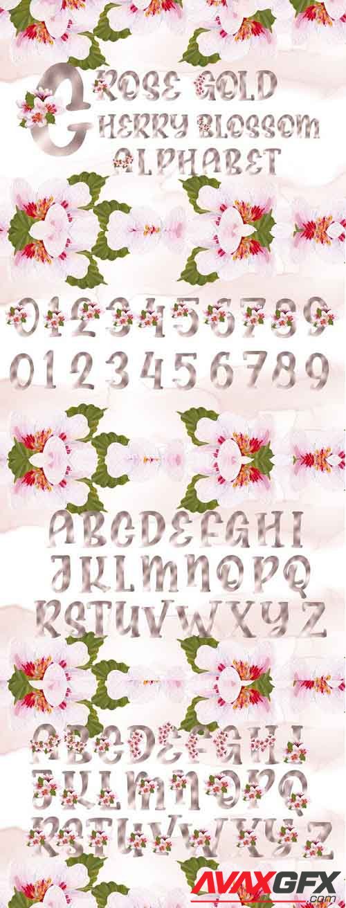 Rose Gold Cherry Blossom Alphabet - 1211631