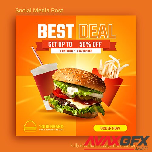 Best deal promotion social media post template design