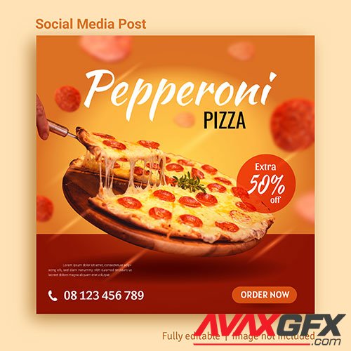 Pizza food sale social media post advertising template