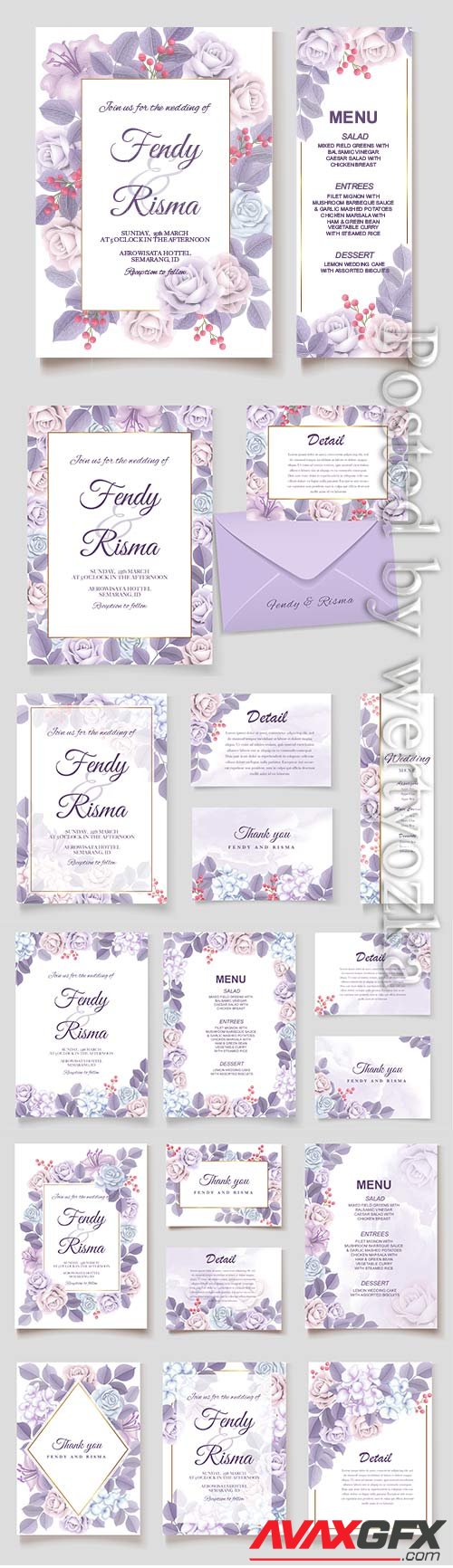 Elegant vector wedding invitation floral design