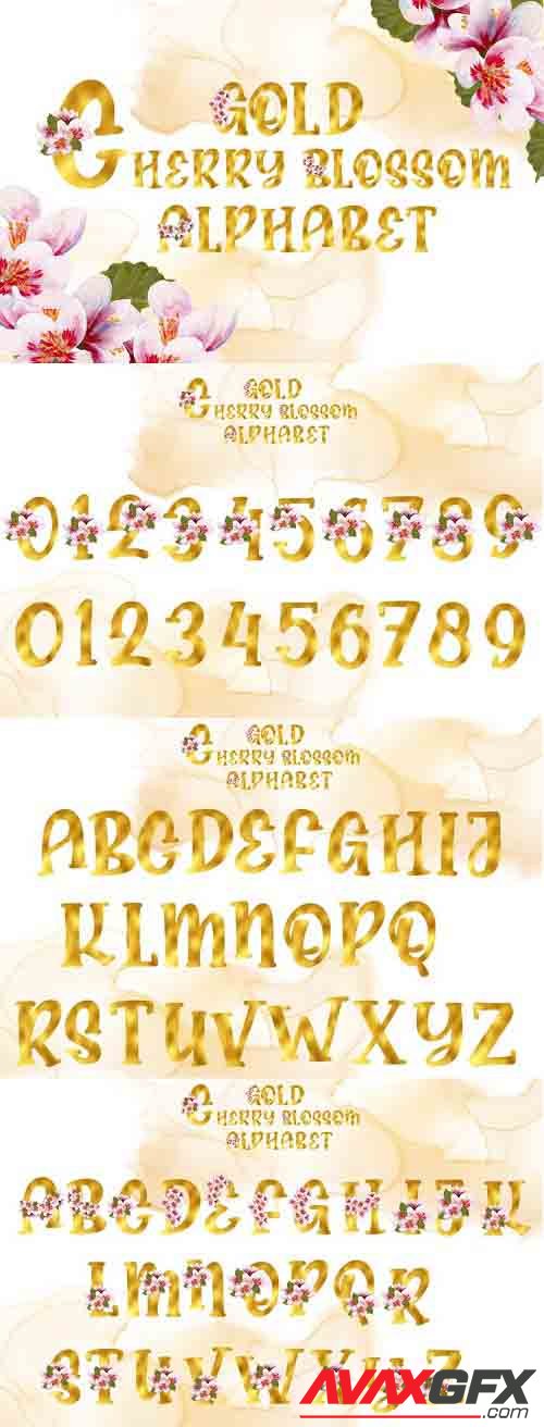 Gold Cherry Blossom Alphabet - 1214996