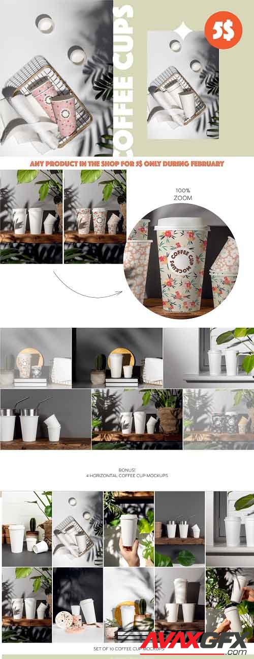 Creativemarket - Paper Coffee Cup Mockup Set 5750541