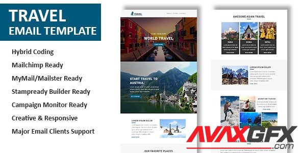 ThemeForest - Travel v1.0 - Multipurpose Responsive Email Template with Online StampReady & Mailchimp Builders - 21128908