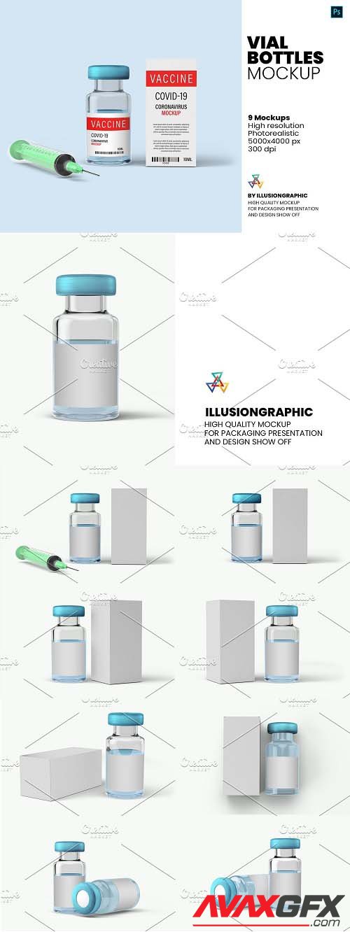 Vial Bottles Mock Up - 9 views - 5909129