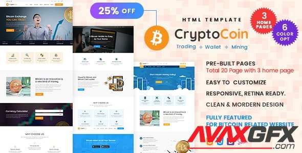 ThemeForest - CryptoCoin v1.0 - Bitcoin Crypto Currency Wallet and Mining Template - 21229314