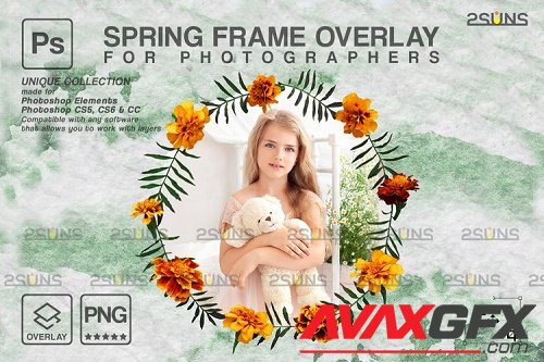 Spring flower digital frames overlay Easter - 1224316