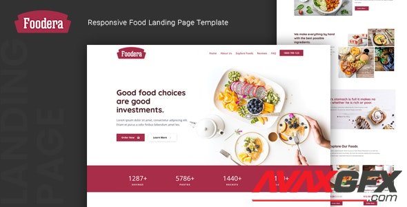 ThemeForest - Foodera v1.0 - Responsive Food Landing Page Template - 24565320