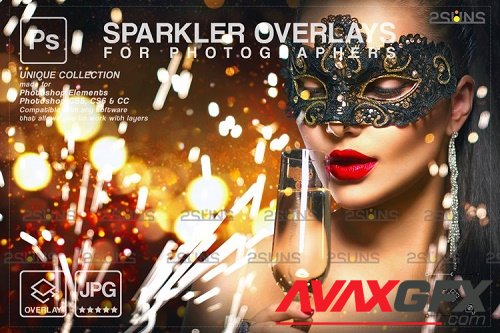 Sparkler overlay & Christmas overlay, Photoshop overlay V5 - 1133010