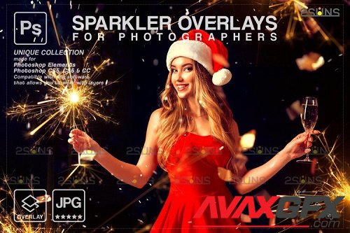 Sparkler overlay & Christmas overlay, Photoshop overlay V7 - 1133015