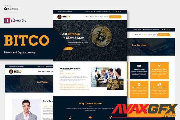 ThemeForest - Bitco v1.0.1 - Bitcoin & Cryptocurrency Elementor Template Kit - 30596292