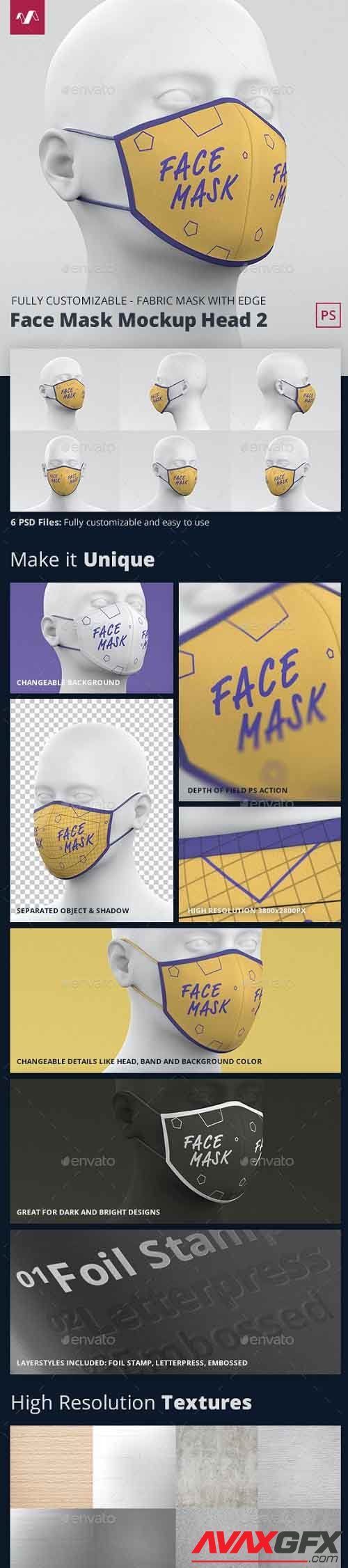 GraphicRiver - Face Mask Mockup Head Fabric 2 30470466