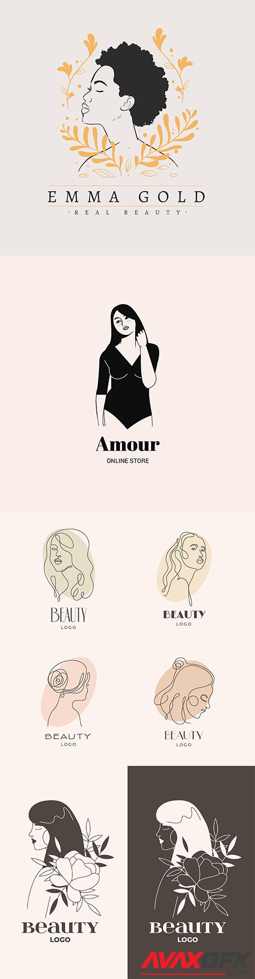 Hand-drawn woman logo template