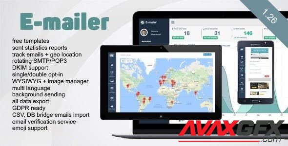 CodeCanyon - E-mailer v1.26 - Newsletter & Mailing System with Analytics + GEO location - 15345207