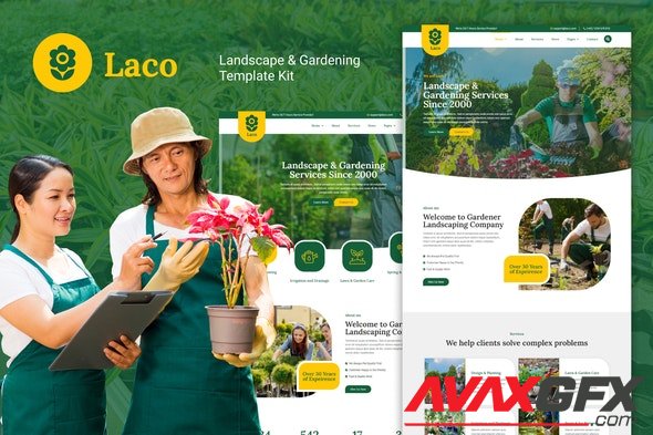 ThemeForest - Laco v1.0.0 - Landscape & Gardening Elementor Template Kit - 29416147