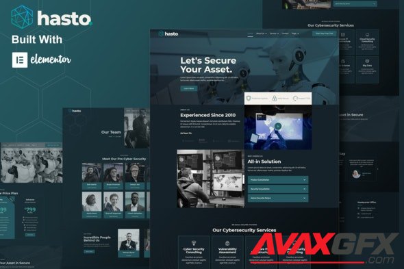 ThemeForest - Hasto v1.0.0 - Cyber Tech Security Service Elementor Template Kit - 30451154