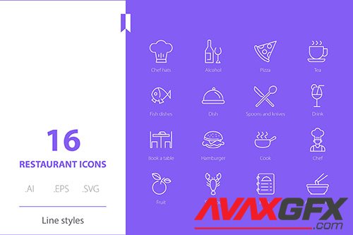 Restaurant Icon Line Styles