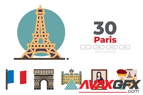 30 Paris with love Icons - FLAT