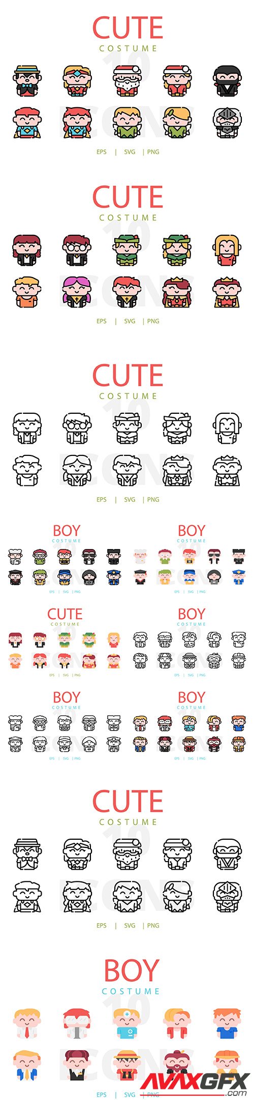 Kids Costume Vector Icons Collection Vol 2