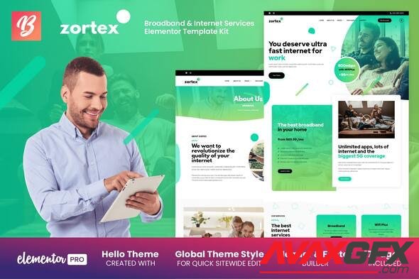 ThemeForest - Zortex v1.0.1 - Broadband & Internet Services Elementor Template Kit - 29453113