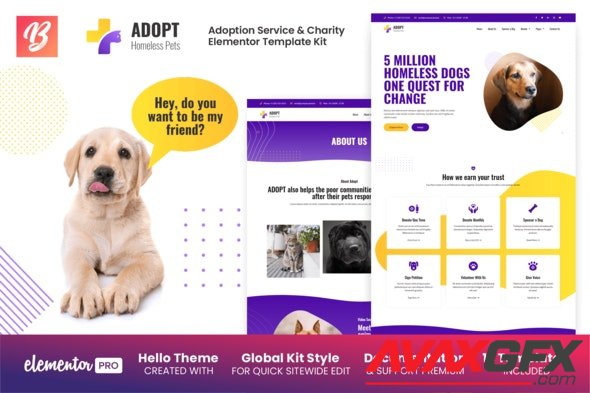 ThemeForest - Adopt v1.0.1 - Adoption Service & Charity Elementor Template Kit - 28949290