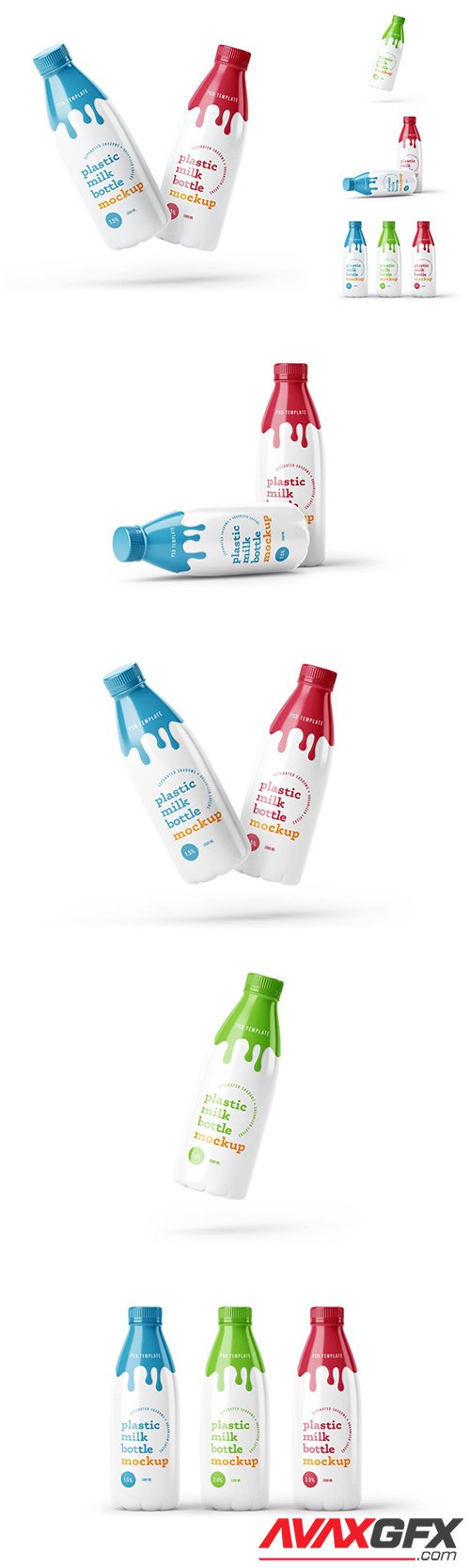 Plastic Yogurt & Milk Bottle Mockup Set 2
