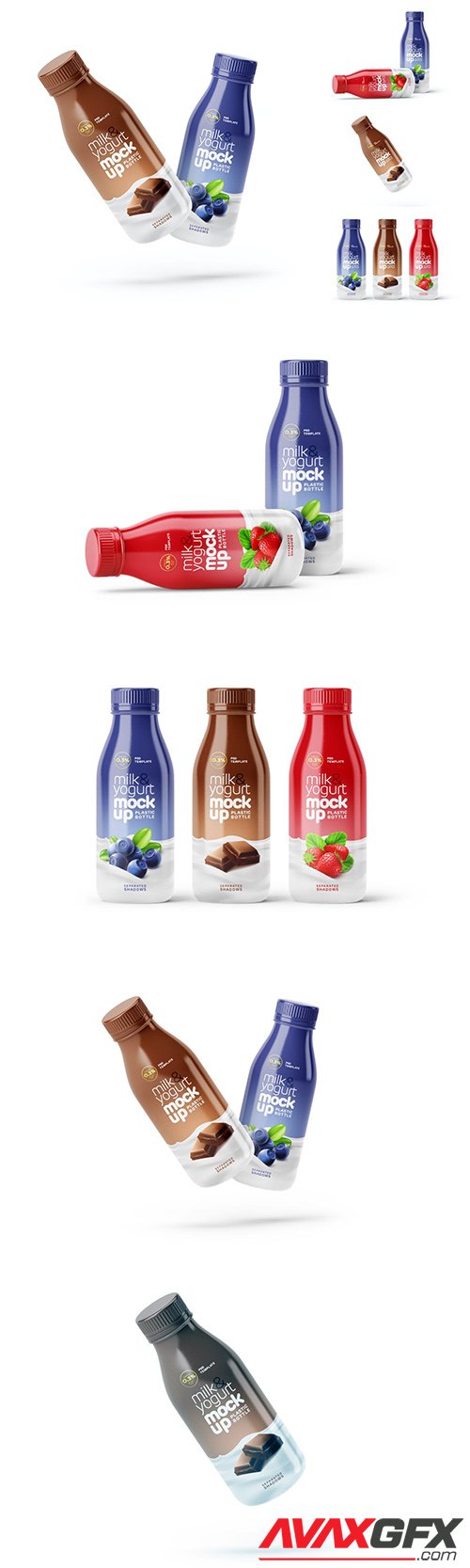 Small Yogurt & Milk Bottle Mockup Set