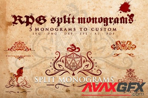RPG - 5 Split Monograms to Custom SVG