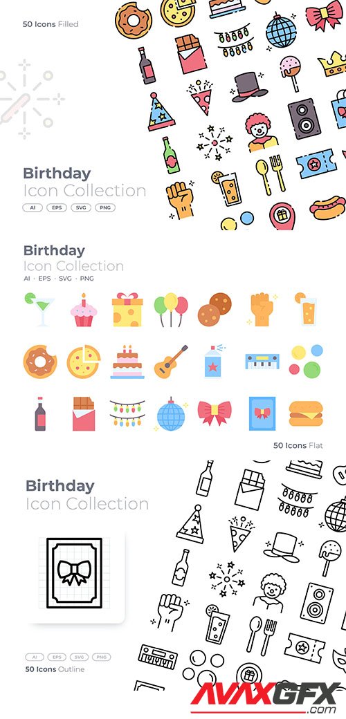 Birthday vector Icons set