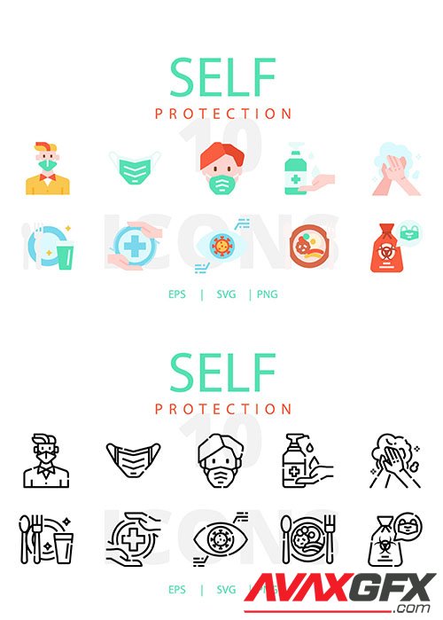 Self Protection vector icons