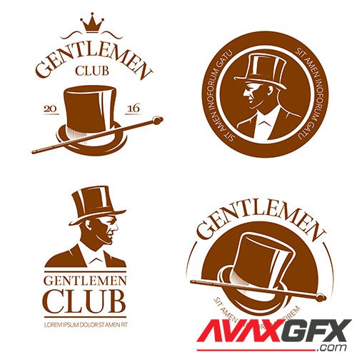 Retro gentlemen club emblems and labels