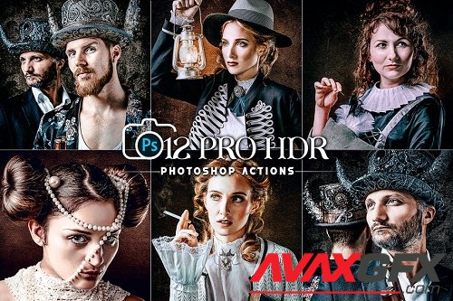 12 PRO HDR Portrait Photoshop Actions