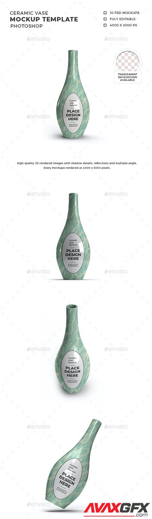 Ceramic Vase 3D Mockup Template - 30854788