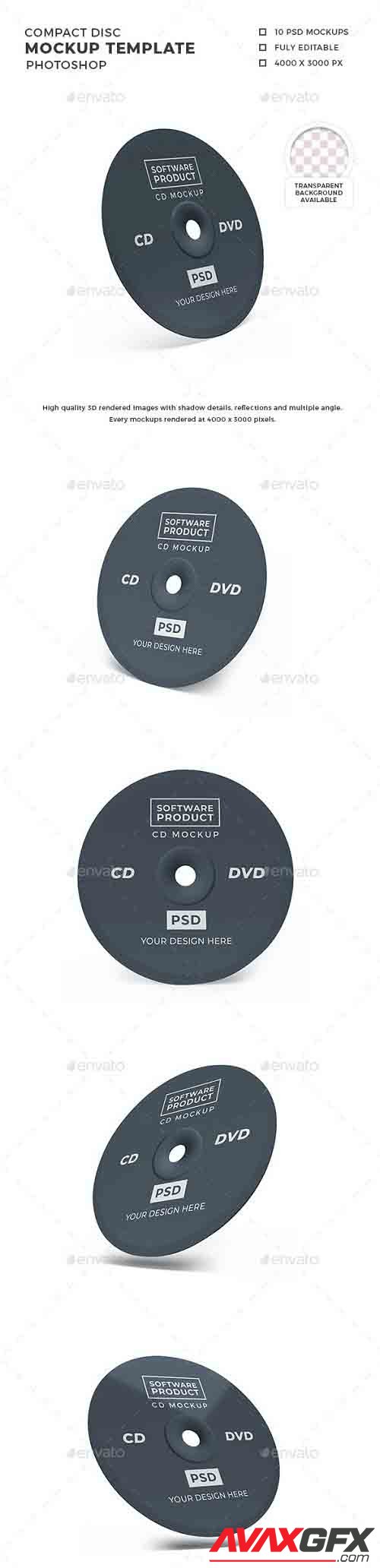 Compact Disc 3D Mockup Template - 30854896