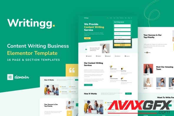 ThemeForest - Writingg v1.0.0 - Content Copywriting Services Elementor Template Kit - 31077235